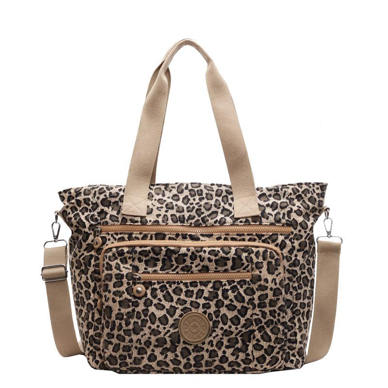 

2025 новая осенняя сумка большой вместимости с леопардовым принтом, женская ретро сумка-тоут, модная женская сумка, универсальная наплечная сумка-мессенджер темно-коричневого