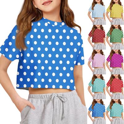 Kinder T-Shirt Jungen Mädchen Bedruckt Farbe Freilegen Der Nabel Kurzarm Lockere Passform Pullover Tops