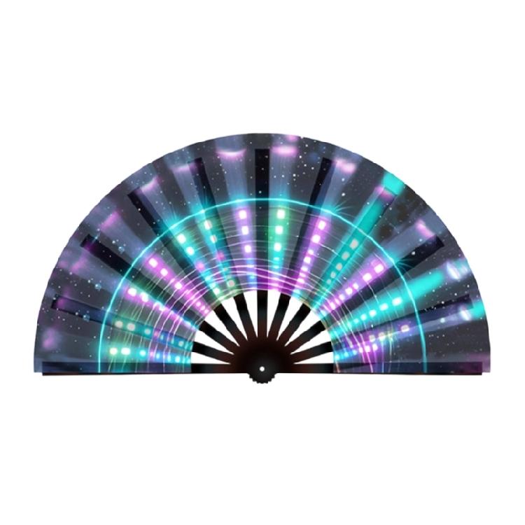 

Reflective Fluorescent Glowing Raves Fan Plastic Folding Hand Fan Foldable for Festival Line Dance Decoration Gifte