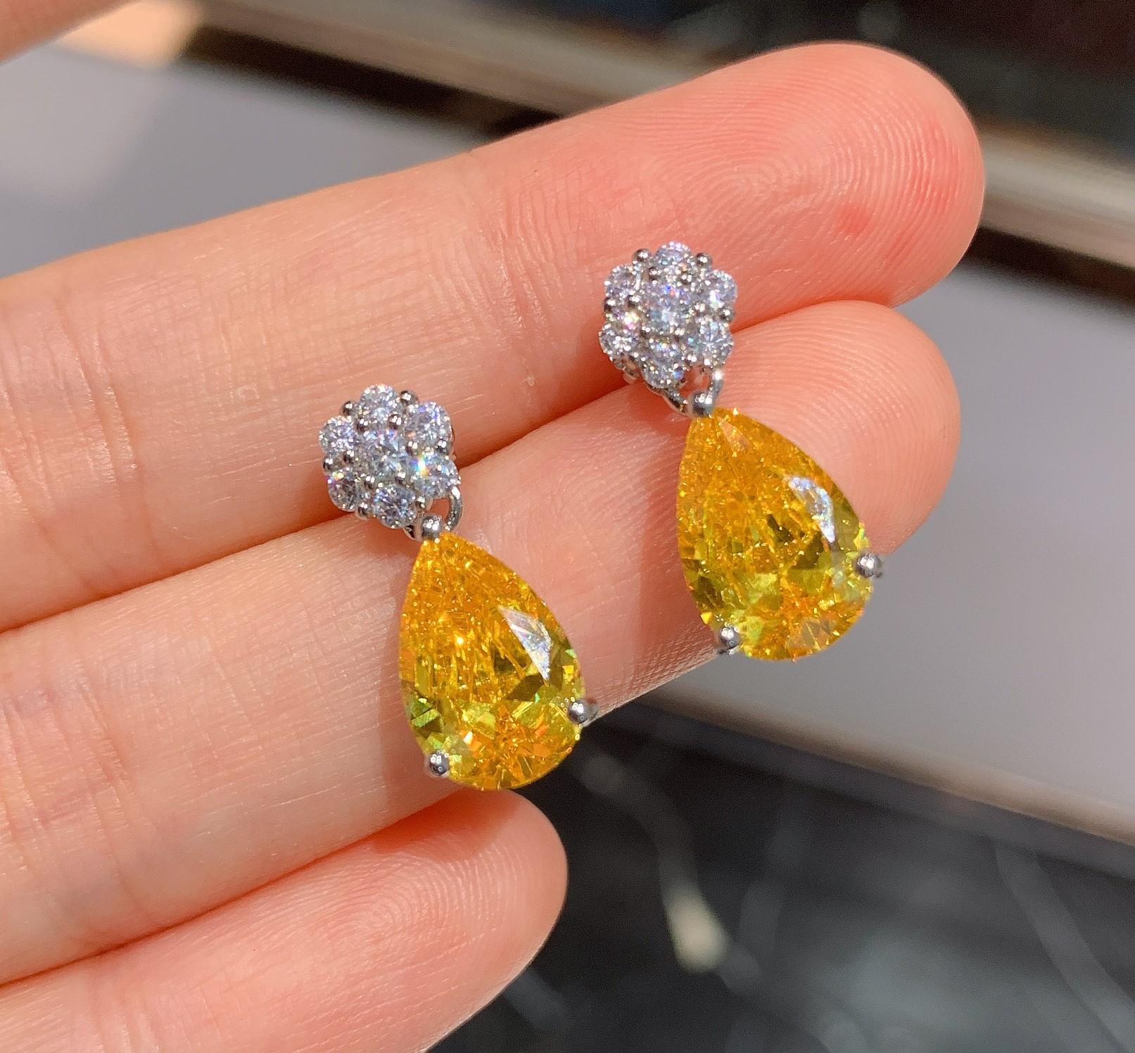 

Jewelry Popular Imitation Yellow Diamond Drop Pendant Earrings Jewelry Set 8 * 12
