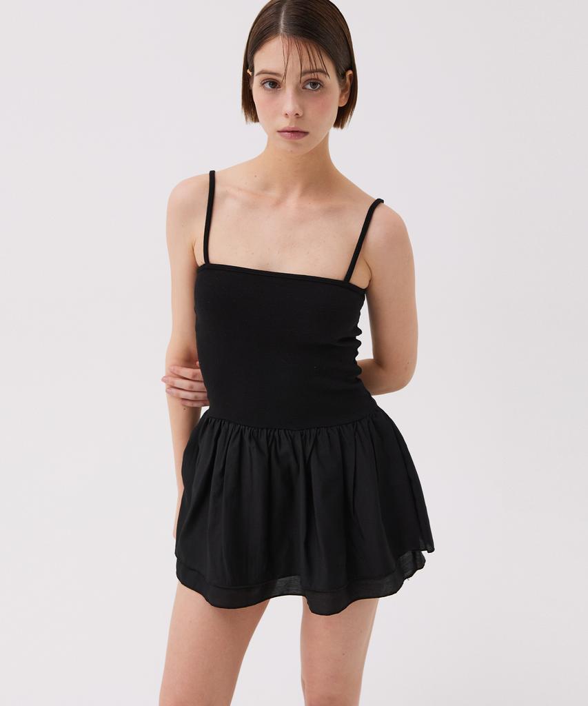 AWESOME STUDIO Layered Frill Sleeveless Dress Black