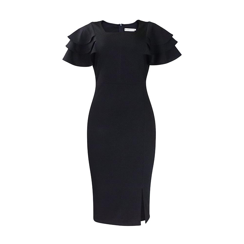 Plus Size Women's Dress Summer Temperament Commuter Square Neck Short-sleeved Sexy Hip Dresses