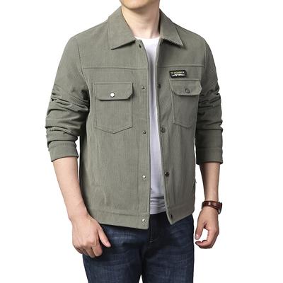 New Men's Jacket Youth Jacket Fashion Short Lapel Plush Tooling Jacket