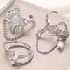 Pack of 3 Opening Chain Rings Adjustable Rings Open Rings Finger Jewelry Alloy Texture Present for Fashion Lover