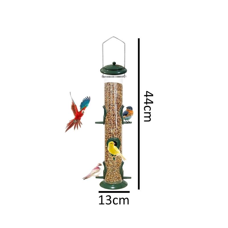 6 Port Metal Bird feeders for Multiple Birds Durable Proof Easy to Fill with Lift Cover and Clean transparents Tube Stable Hanging Design