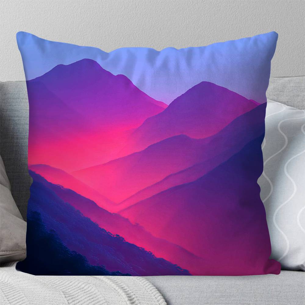 Colorful Snow Mountain Pillow Case Fashion Square Pillowcase Bedroom Sofa Room Ins Decoration Leisure