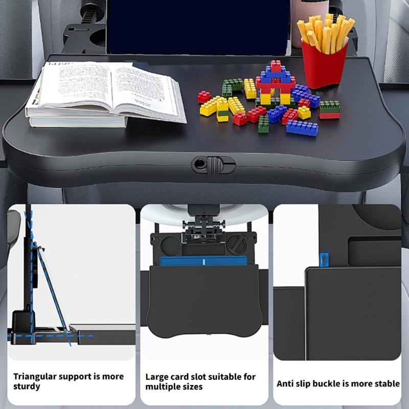 Adjustable Car Desk with Not Slip Surfaces & Storage Drawer Multiple Use Back Seat Organizers Simple Installs for Long Trip
