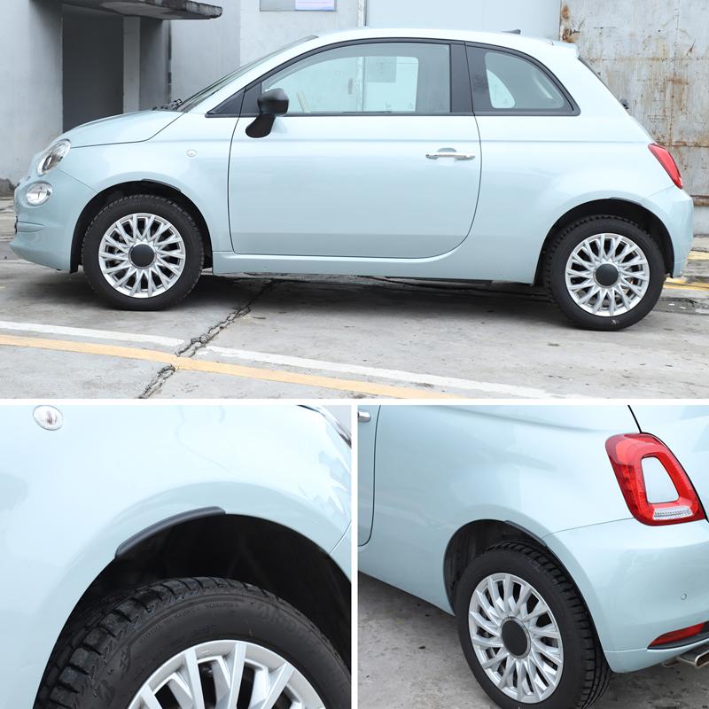 ABS Black Car Fender Flares Mud Flaps Arch Wheel Eyebrow Lips Strips sticker Trim For Fiat 500 2016-2025 Exterior Accessories