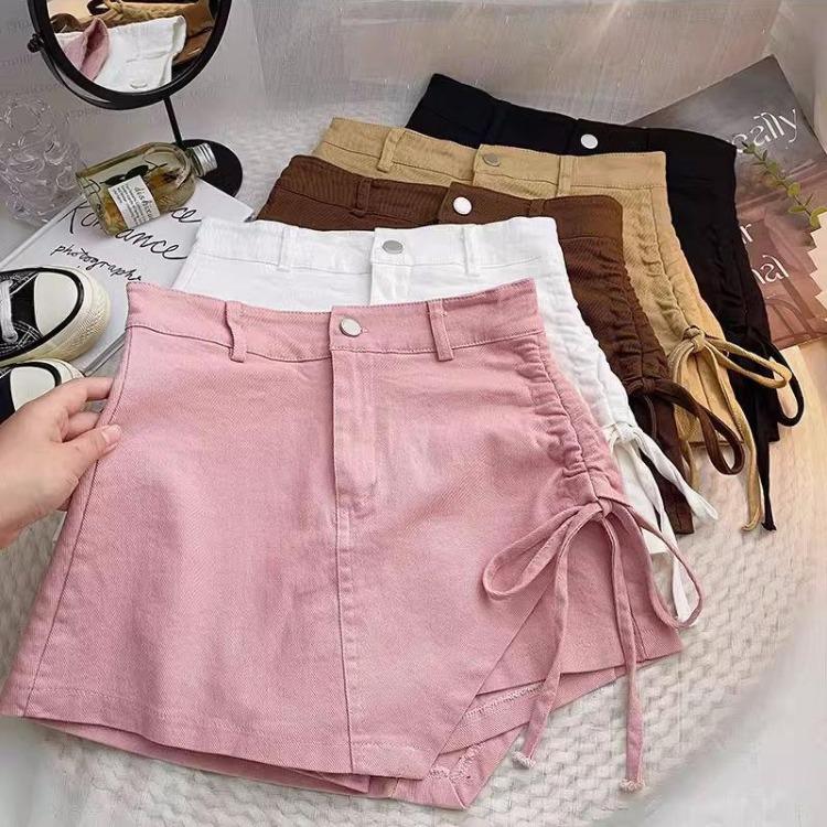 Spodnie w stylu vintage z wysokim stanem i spódnicą w kolorze khaki dla modnych kobiet