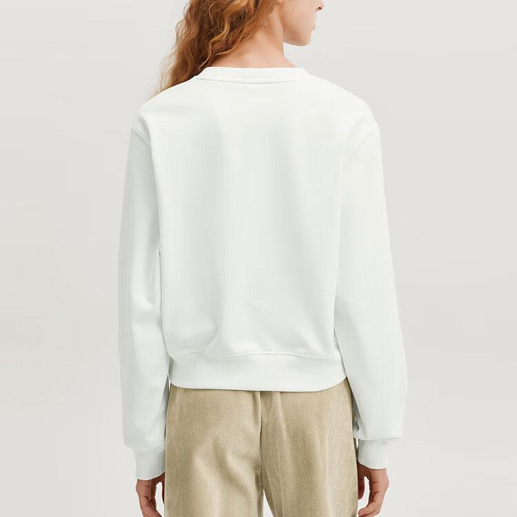 Skechers Yazan Series Printed Letter Round Neck Pullover Sweatshirt Women sweatshirt Cotton-Candy-White L423W139-0074