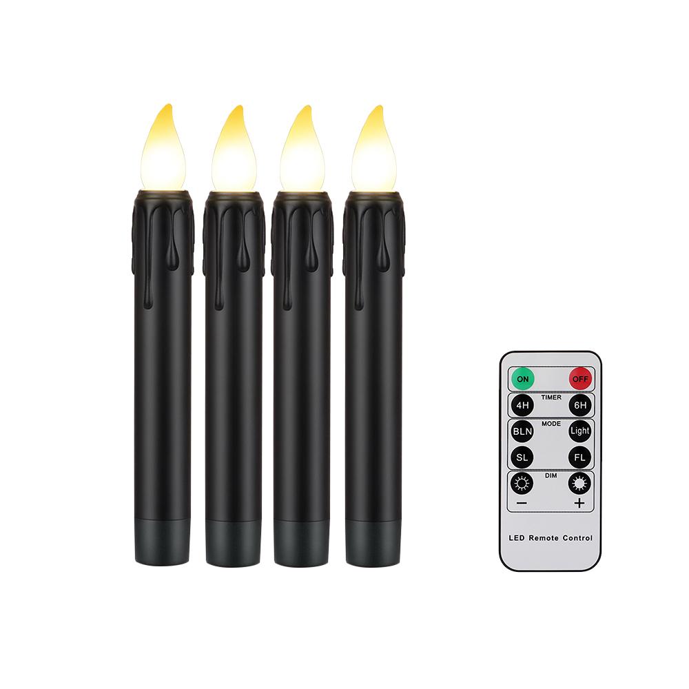 

Светодиодная свеча с мерцающим пламенем, на батарейках с таймером, для домашнего декора, Рождества, Хэллоуина, черная свечеобразная лампа