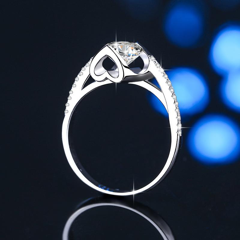 D Color 2ct Moissanite Women's Ring Sterling Silver Pt950 Platinum Angel Kiss Ring Engagement Diamond Ring Wedding Ring Gift for Girlfriend