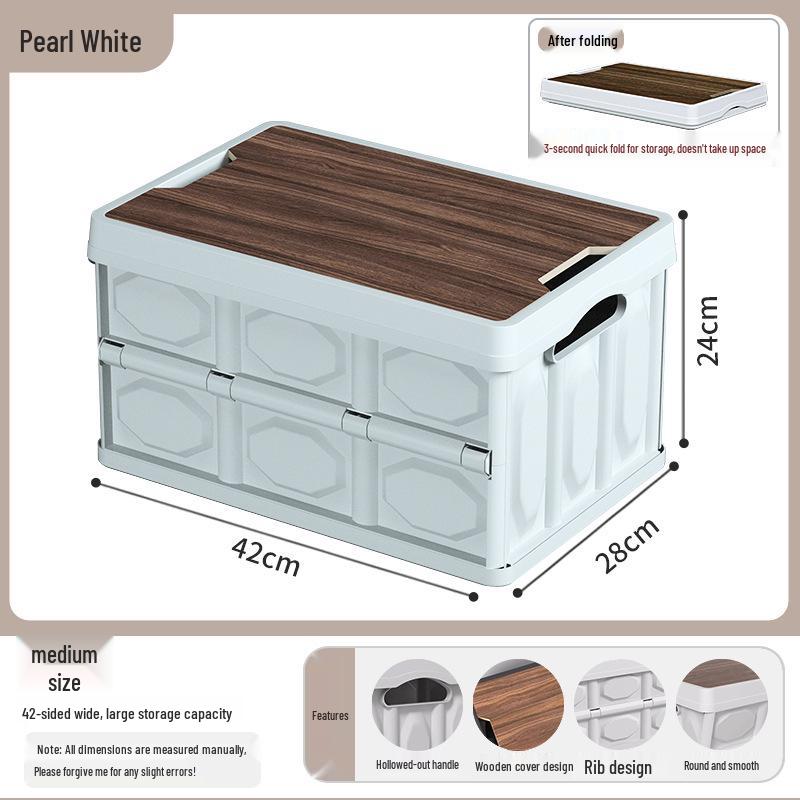 2025 Large-Capacity Multifunctional Wood Grain Folding Storage Box for Outdoor Camping