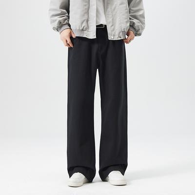 Spring and Autumn New Pure Wide-leg Straight-leg Pants Japanese Floor Pants Jeans Men's Beauty