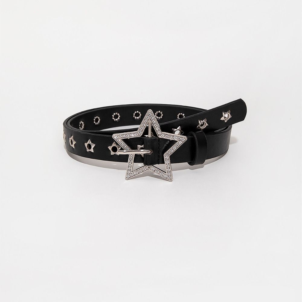 Punk Gothic Leather Belt Hip Hop Pin Buckle Waistband Fashion Pentagram Rivet Belts  For Women Man