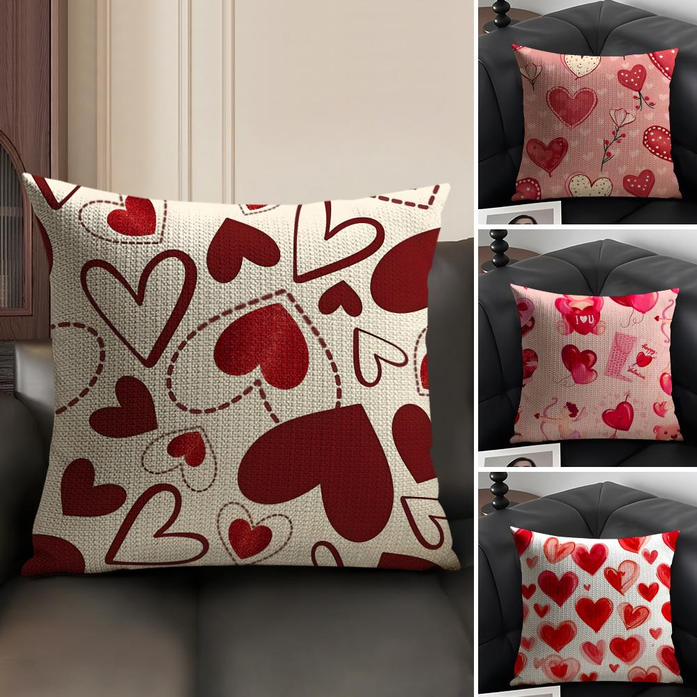 Love INS Cushion Cover Natural Linen Organic Fabric DoubleSided Printing Sofa Home Decor Gift Pillow Case