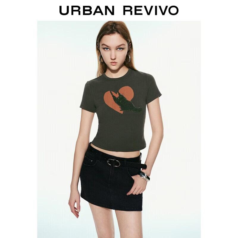 UR2026 Women s Graphic Print Slim Fit Round Neck T-Shirt M