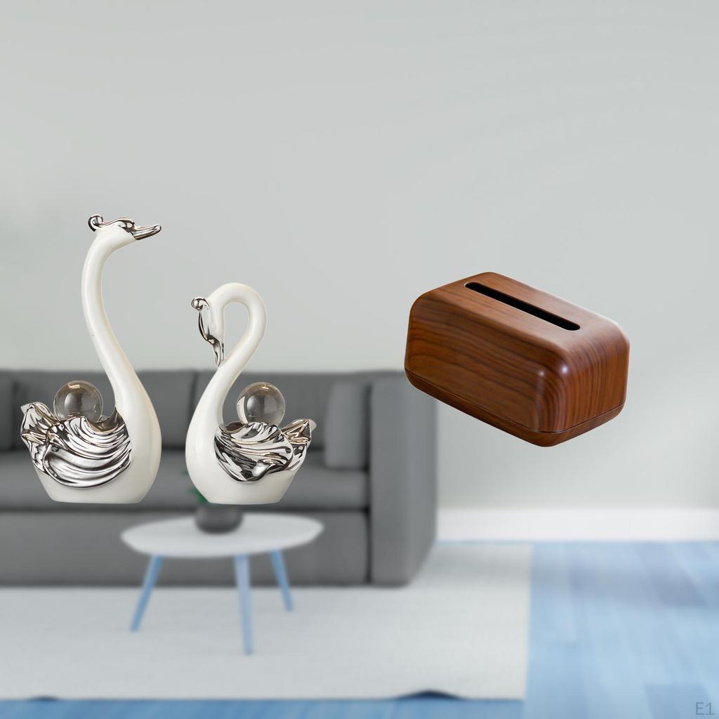 Porcelain Swan Figurine Tissue Holder Organizer Elegant Animal Statue Ornament for Living Room