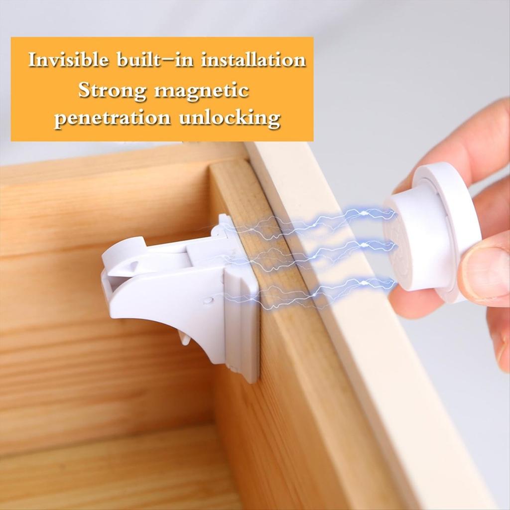 A89X Magnetic Cabinet Locks for Child Safety, Drawer Locks Baby Proofing, Magnetic Door Safety Locks for Cabinets and Drawers