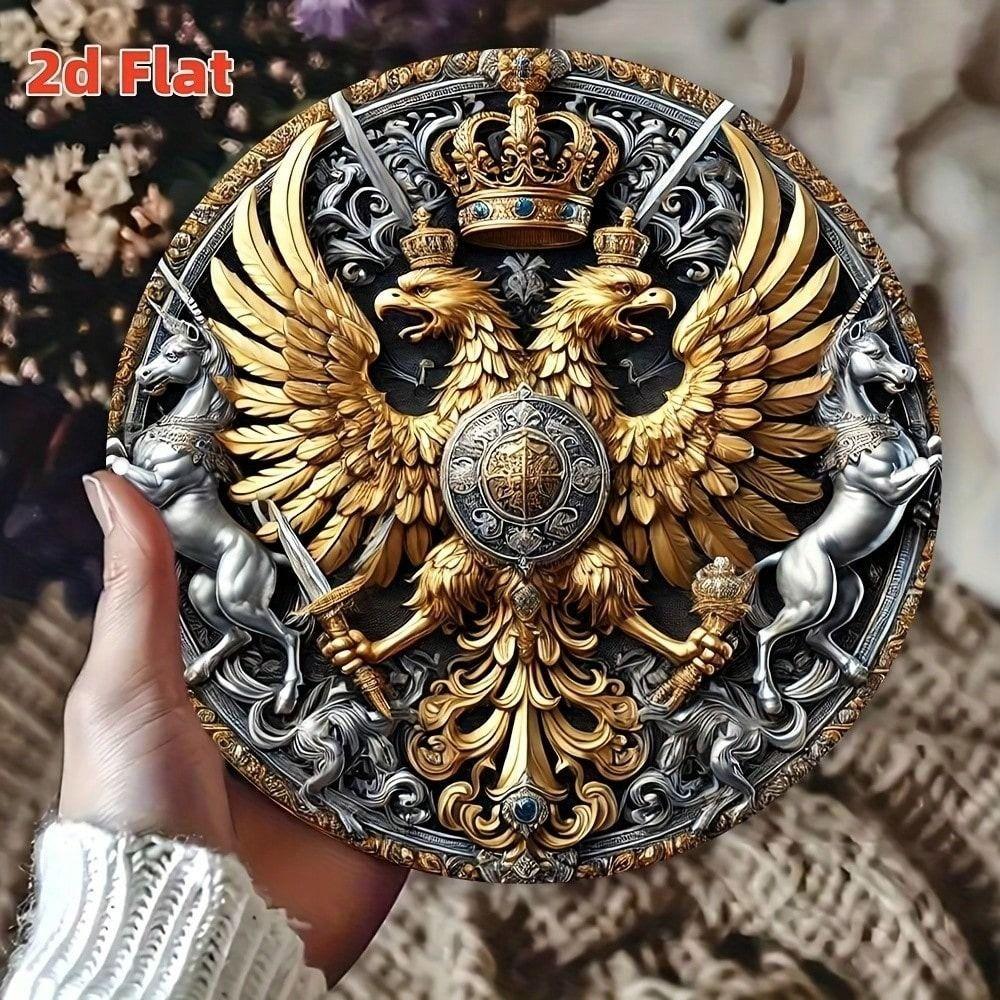Metal Wall Sign Vintage Double Eagle Embossed Tin Poster 8x8 Inch for Bar Garage