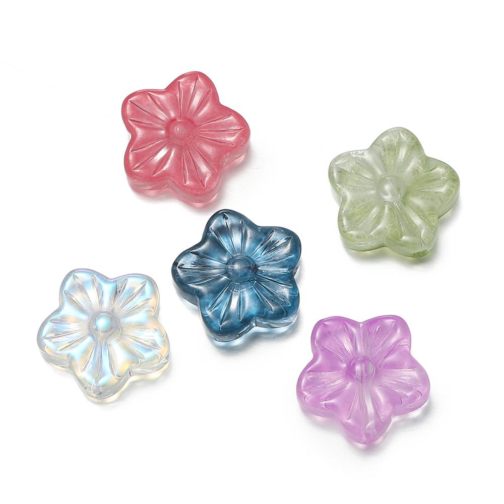 10Pcs/Lot Glass Five-Petaled Flower Beads Colorful Spacer Bead for DIY Bracelet Necklace Earrings Jewelry Making Accessories