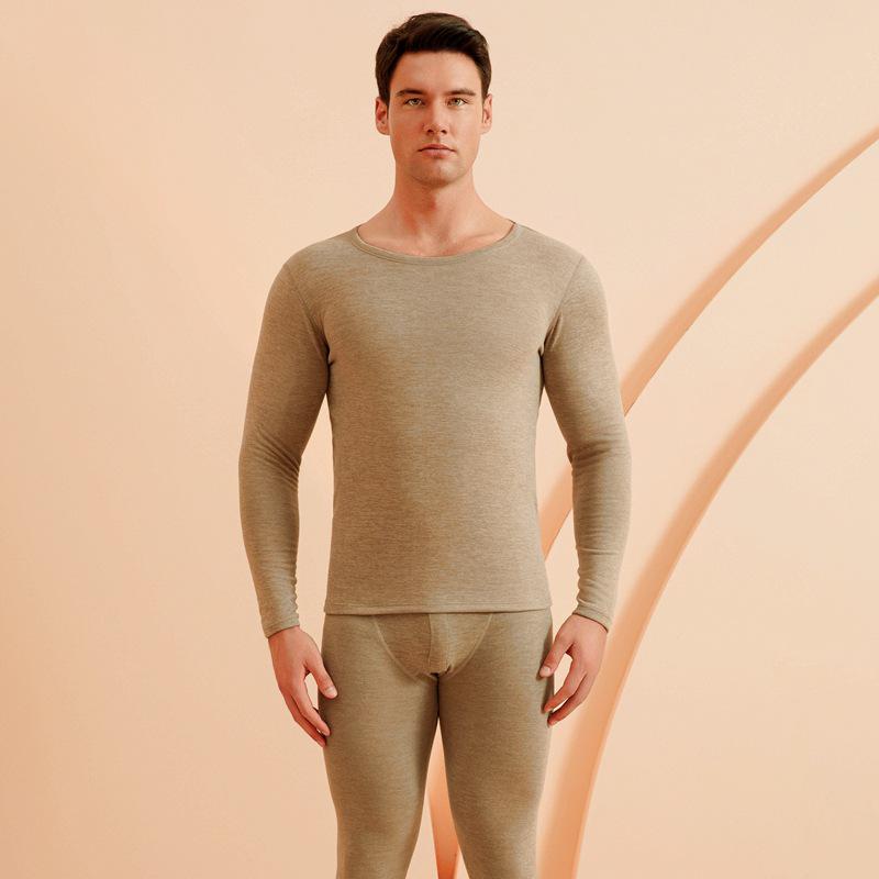 Men's and Women's Wool Silk Thermal Underwear Set – Warm, Thick, Velvet-Lined, Autumn Pants for Couples