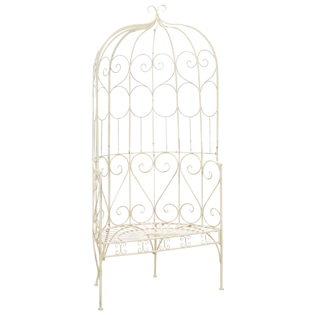 Panca da Giardino 95 cm Ferro Bianco Antico