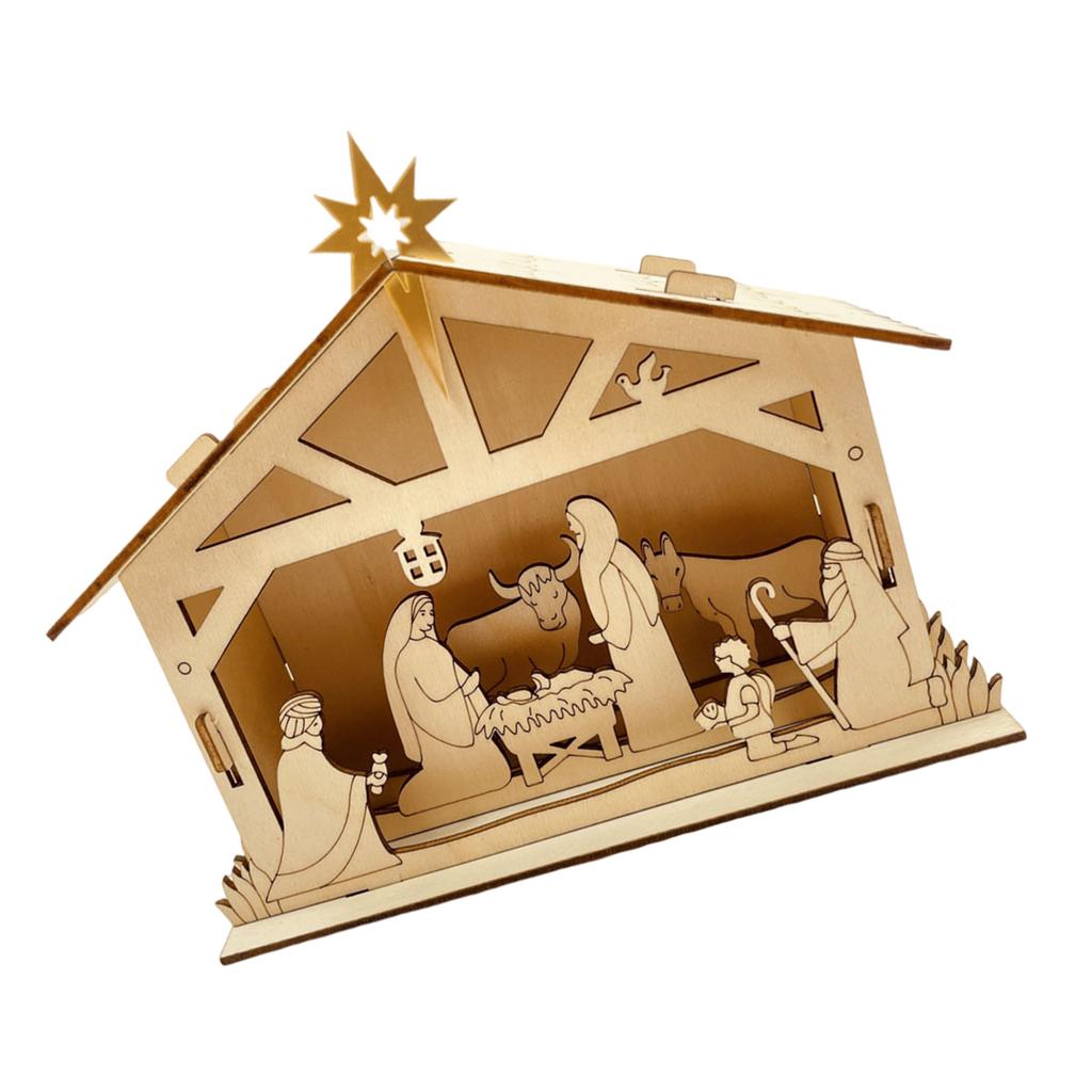 Artistic Wood Moon And Star Display Ornament With LED Light Perfectly For Personalizing Home Decoration
