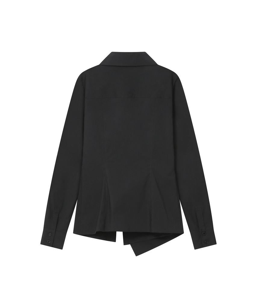 MISEKI SEOUL Wrap Pleats Button Shirt Black