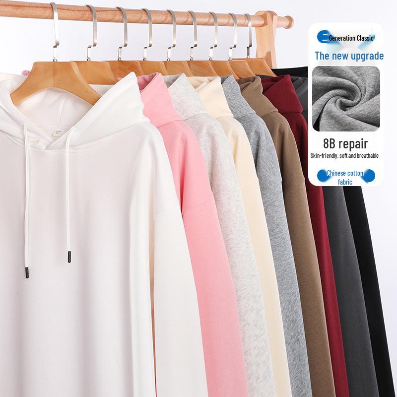 Sweatshirt unisexe en molleton de coton 320g - Léger, Coupe ample, Couleur unie, Manches longues, Col rond pour l'automne/hiver.