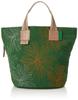 Laissez-Faire Buffy Women's Cotton and Cowhide Leather Tote Bag, Size 70, Green, Made In Japan