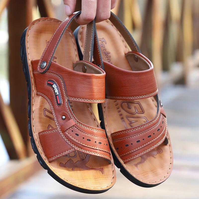 2025 New Summer Men's Casual Sandals Open-toed Hollow Shoes Men's Slippers Comfortable Outdoor Breathable Beach Shoes