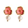 Elegant Lady's Flower Natural Pearl Pendant Earrings For Woman Fashion Jewelry Party Girl's Simple Sweet Earrings Gift 2024