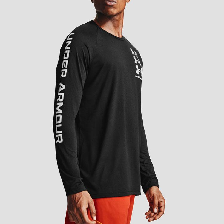 Under Armour Tricou de antrenament cu mânecă lungă, respirabil, slim fit, pentru bărbați, topuri, negru 1357239-001