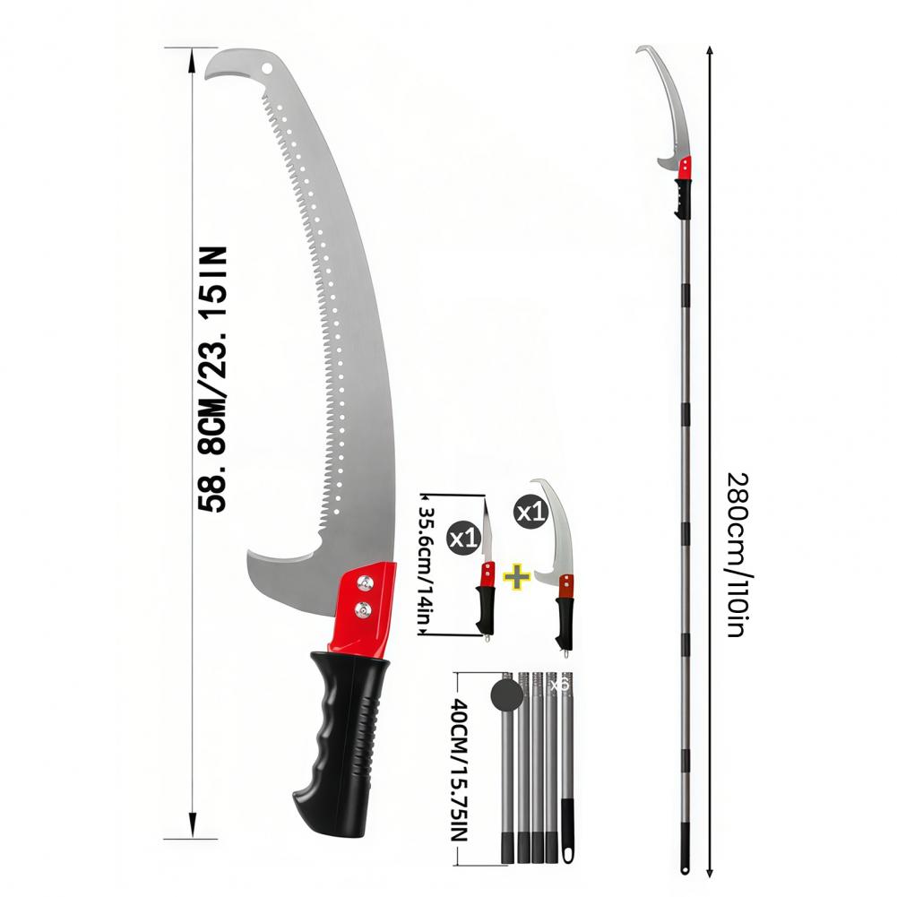 Telescopic Pole Saw for Tree Pruning – Manual Extendable Pruner with Adjustable Extension Pole, High Branch Cutter Tool