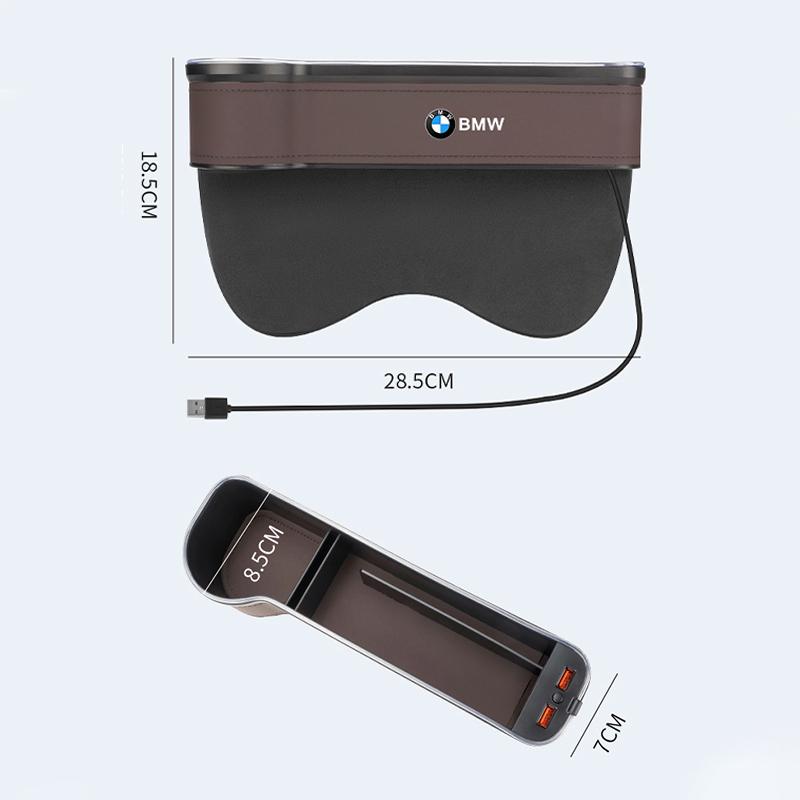 LED Light Car Seat Gap Storage Case Box For BMW F30 E90 F20 E46 E60 E70 E39 E36 Car Interior Storage Pocket Cup Holder Keychain