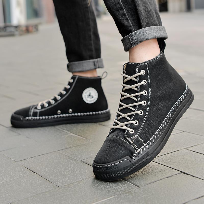 Hiking Shoes Men's Walking Boots British Thick Soled High Top Motorcycle Boots Ankle Sneakers Casual Trekking Shoe Casual Size48