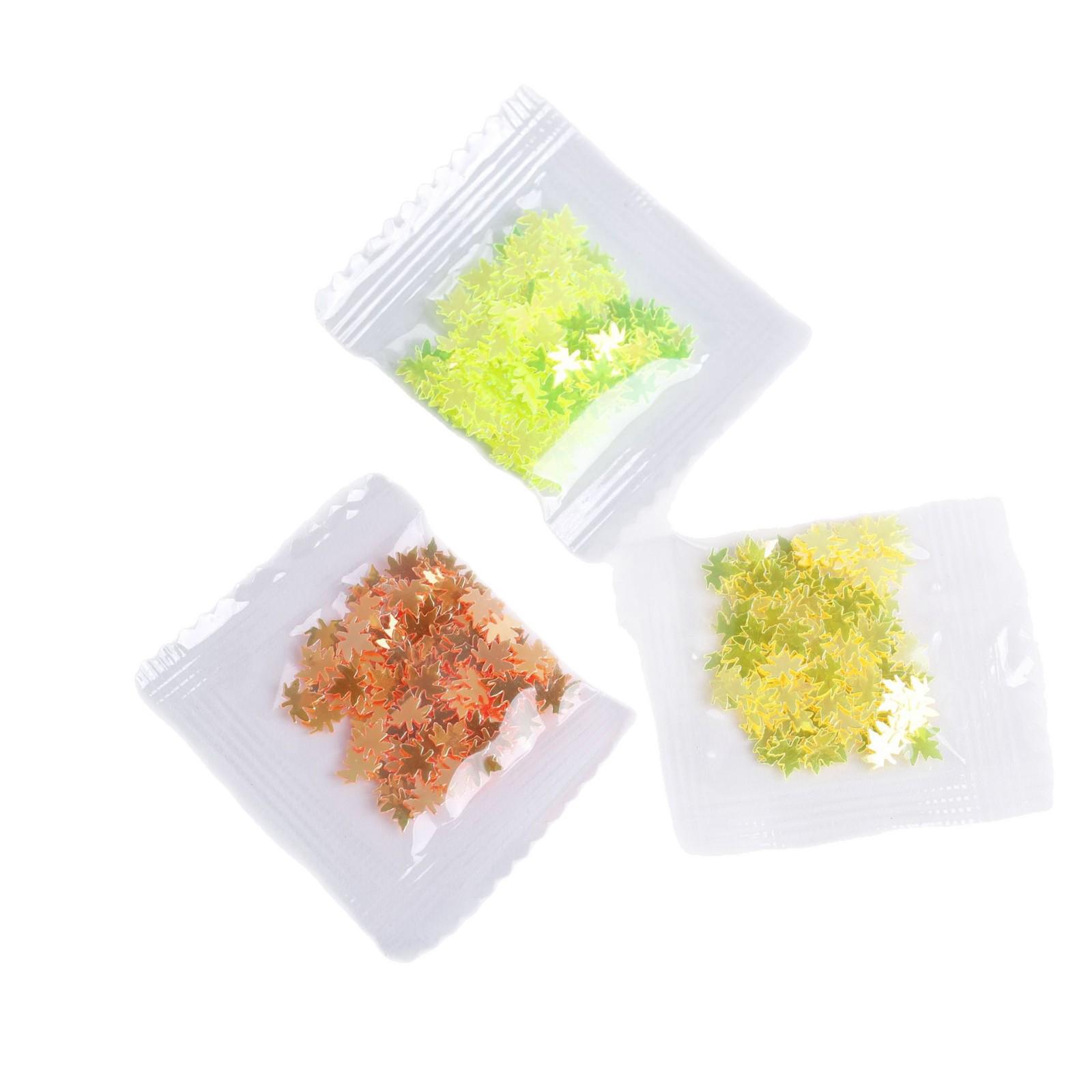 Maple Leaf Laser Nail Art Sequins & Resin Glitter Stickers. 1g/bag