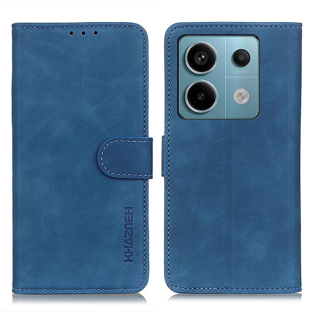

KHAZNEH For Xiaomi Redmi Note 13 Pro 5G/Poco X6 5G Case Retro PU Leather Cell Phone Cover Blue