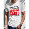 European Sizes Men'S Casual Crew Neck T-Shirt | Knit Fabric, Regular Fit, Geometric Pattern, Short Sleeve Tee with "SOMEONE CARES" Print