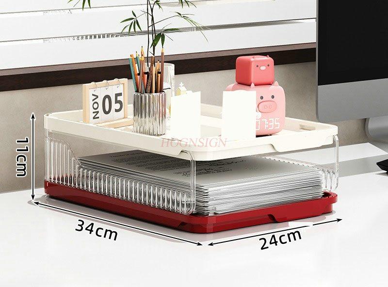 1pcs Desk Storage Rack, Bookshelf, File Rack, Layered Book A4 Paper, Learning and Organizing Box, Student Desktop Storage Box