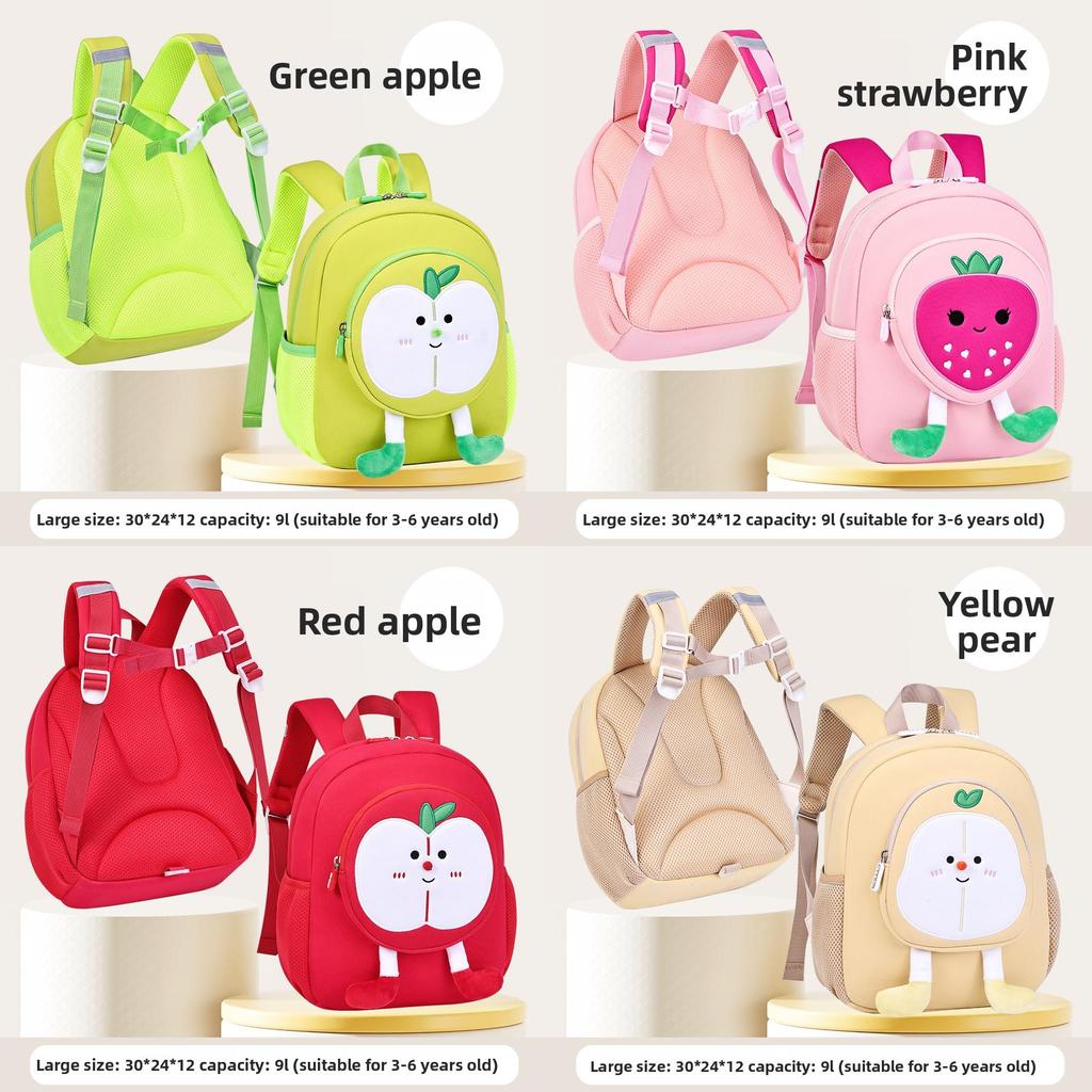 Kids Backpack With Fruit Embroidery Duffle Bag For School And Travel