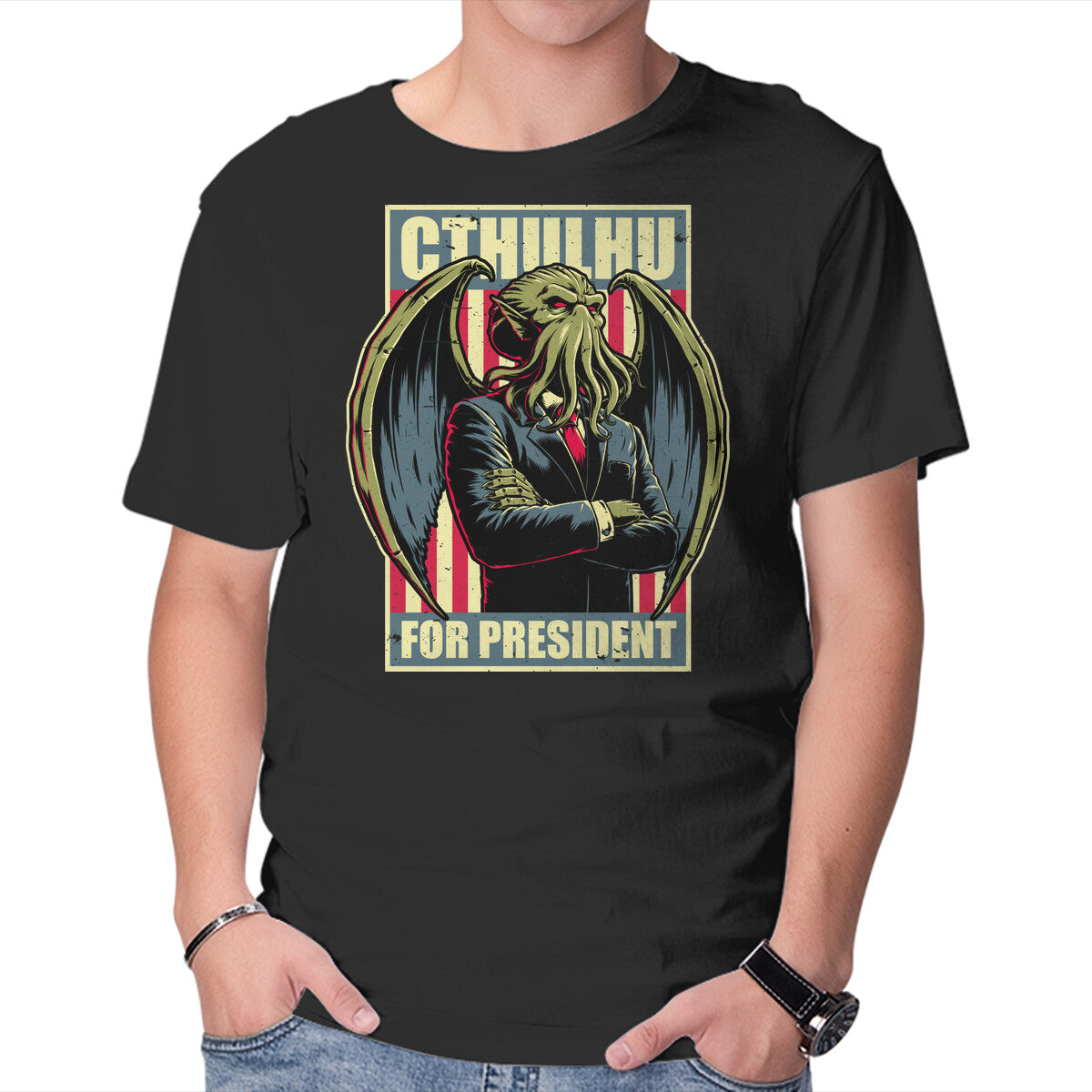 Unisex Crew Neck T-Shirt Cthulhu For President Graphic Short Sleeve Casual Tee XS