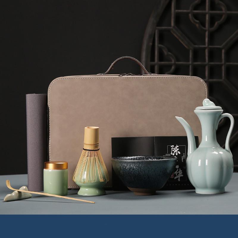 7ks/sada Ručně vyráběná Sada nástrojů na matcha čaj pro domácnost Snadno čistitelná Stojanová sada Miska Metlička Naběračka Dárková Ceremonie Tradiční japonské čajové sady