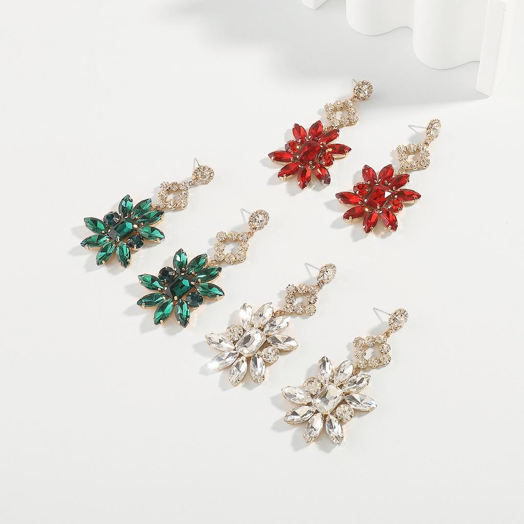 E11683 Floral Vintage Earrings Exaggerated Geometric Design Alloy With Rhinestones For Women