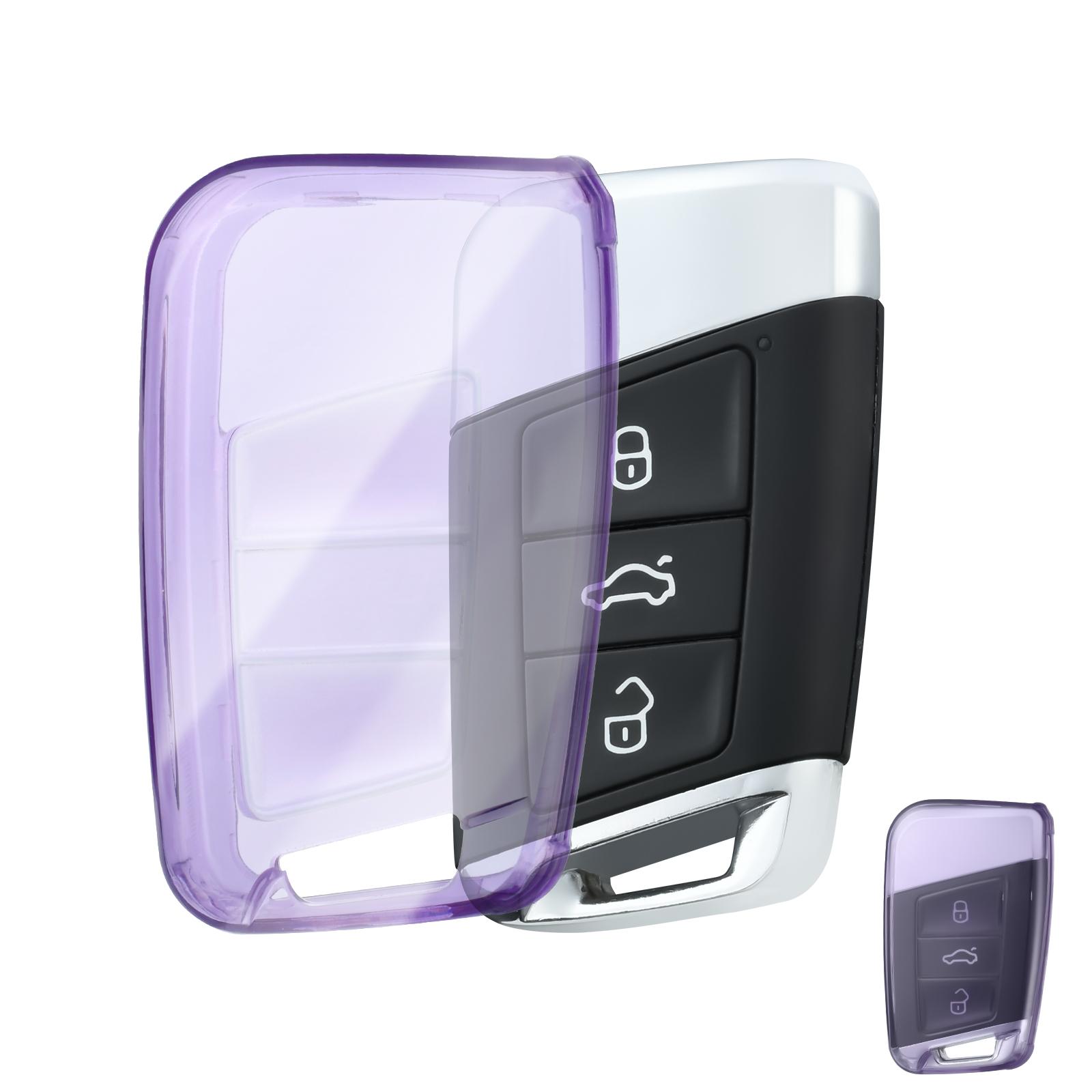 

For Volkswagen Passat B8 CC Arteon Magotan GTE Skoda Fabia Superb A7 Tiguan Kodiaq MK2 TPU Transparent Car Key Fob Case Cover VW фіолетовий