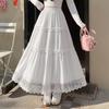 ZANZEA Women Elegant Lace Splice Loose Casual Long Skirt