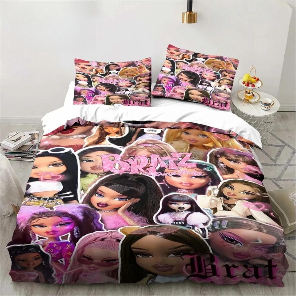 Kreslený B-Bratz 3D Tisk Kawaii Dívčí Ložní Souprava Jednolůžko Twin Full Queen King Size Ložní Souprava Dospělý Dítě Dívky Ložnice Ložní Prádlo Dárek