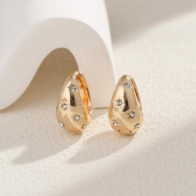Simple Diamond-set Star Ear Buckle Earrings Women's Ins French High-end Retro Earrings Foreign Trade Hot-selling Metal Earrings
