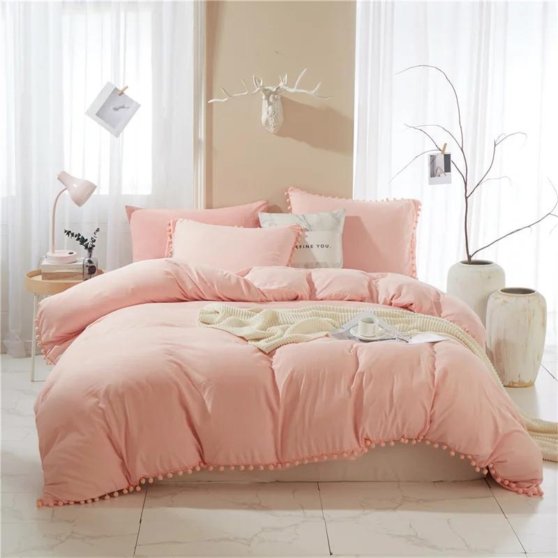 American Size Furball Tassel Duvet Cover Set Luxury King Queen Size Bedding Set Twin Full Quilt Covers Juego De Ropa De Cama